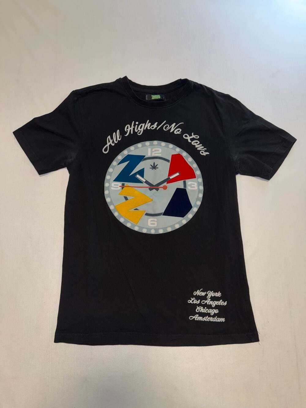 ZAZA All Highs No Lows Clock Graphic T-Shirt Black, Size L